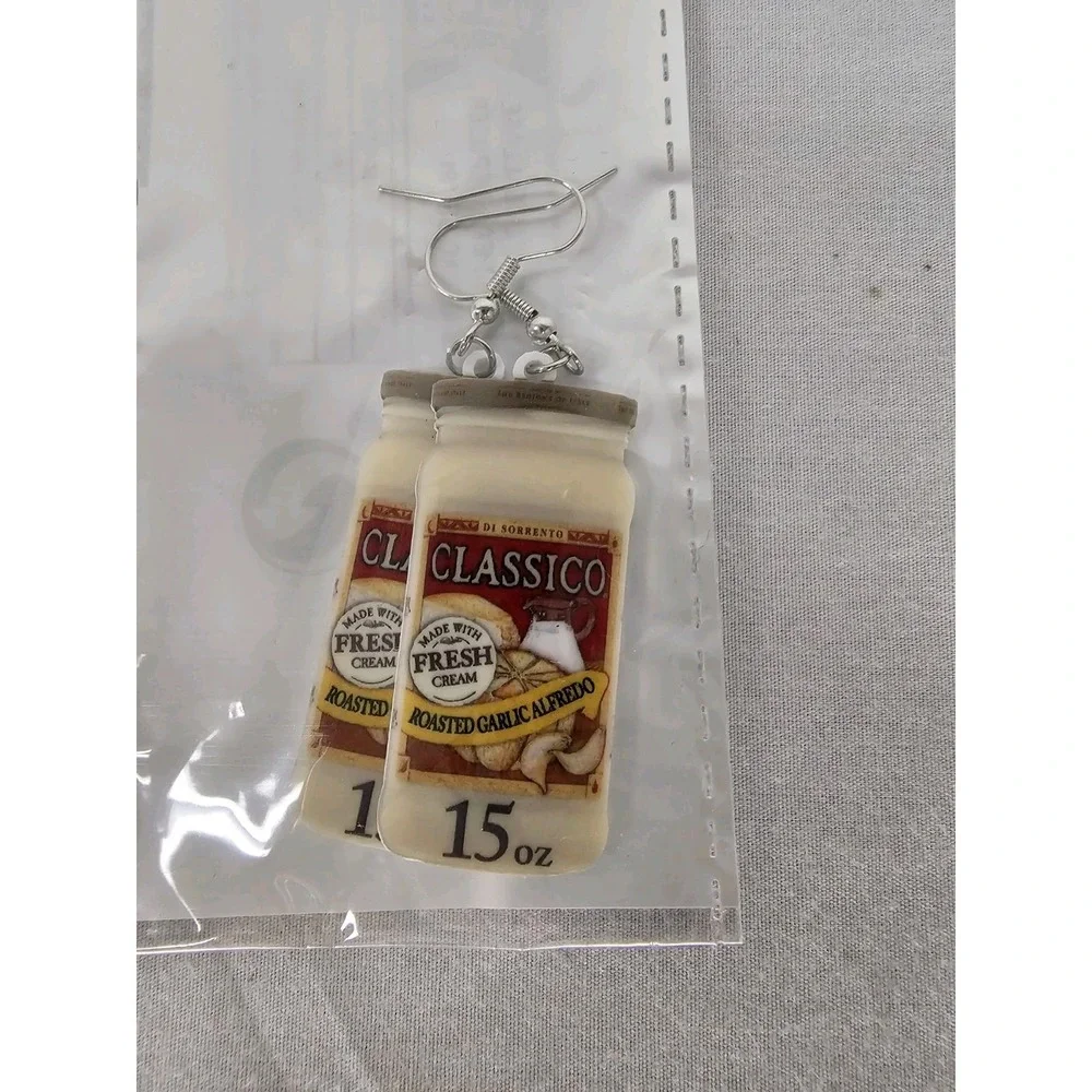 NWT Novelty alfredo sauce Earrings Fun Foodie Gift Kitsch Kidcore
